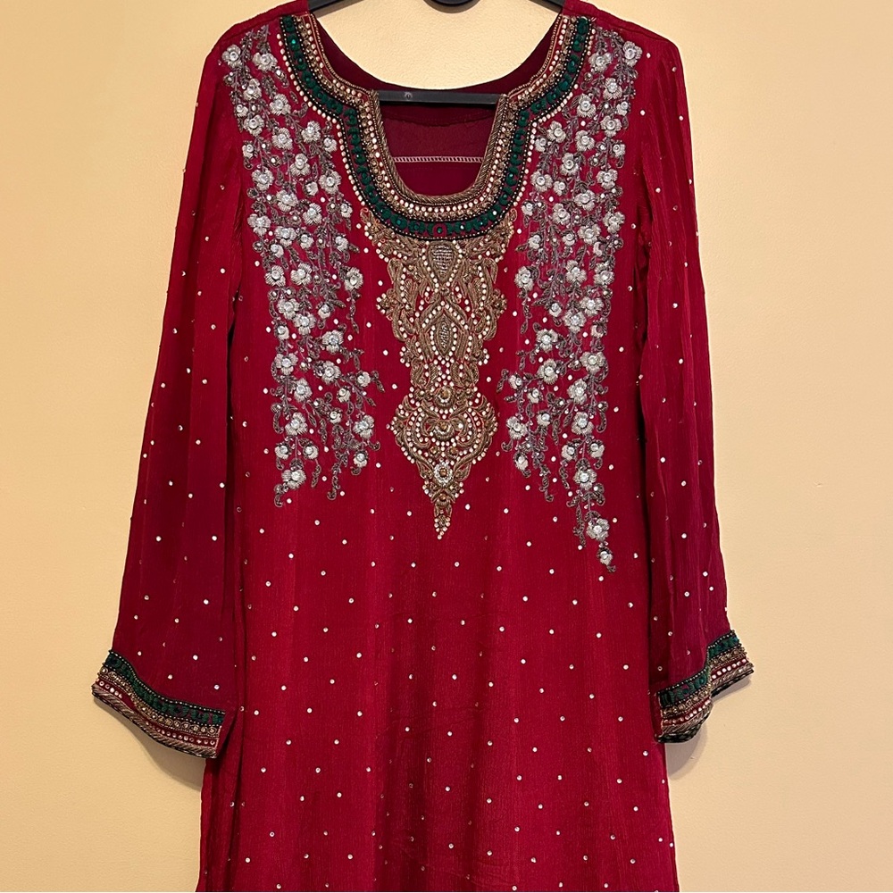 Beautiful red custom design eastern formal wear
